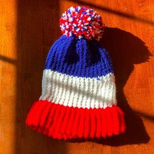 NEVER WORN Red White and Blue Knit Beanie.